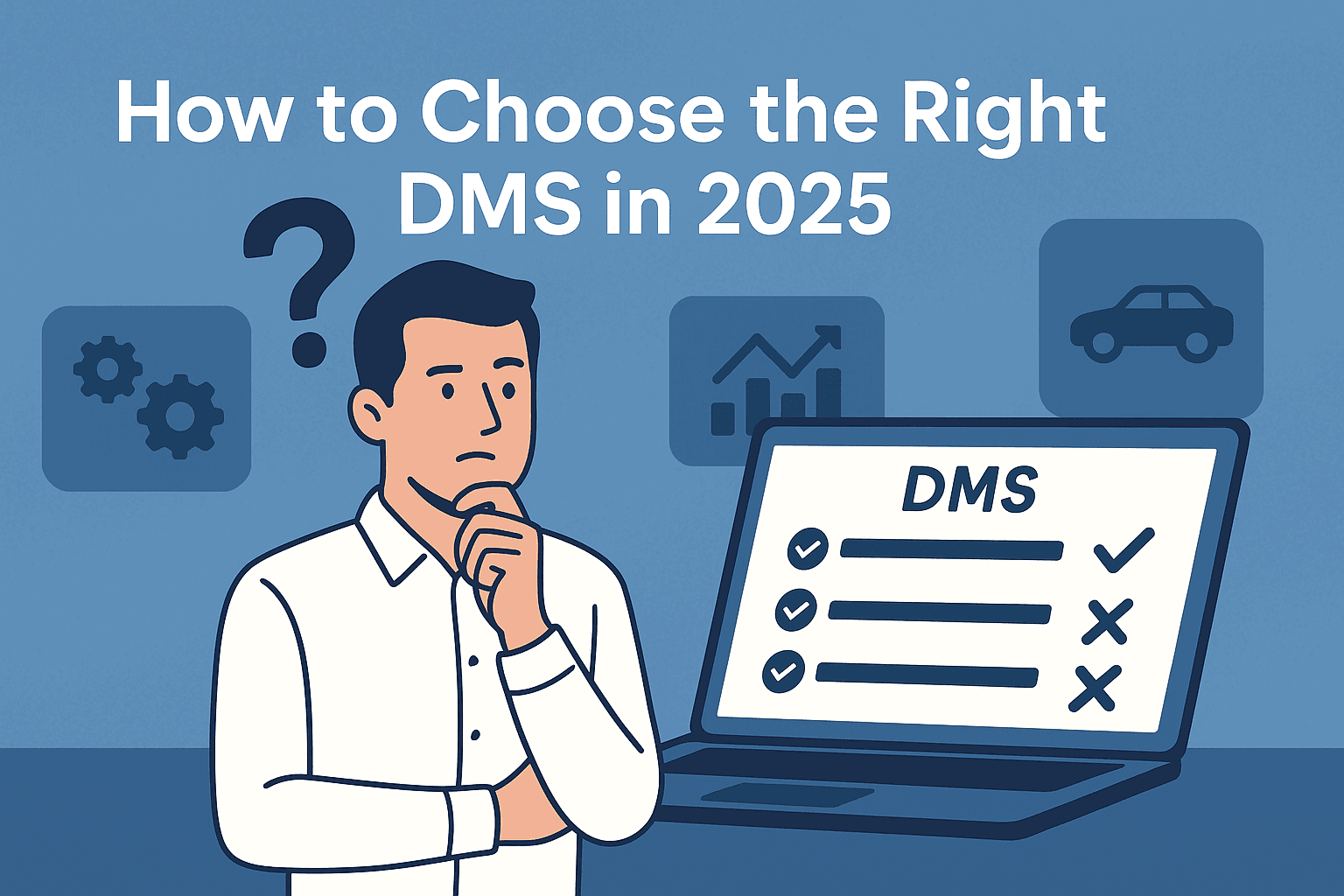 Dealer principal reviewing DMS scorecard on multiple monitors